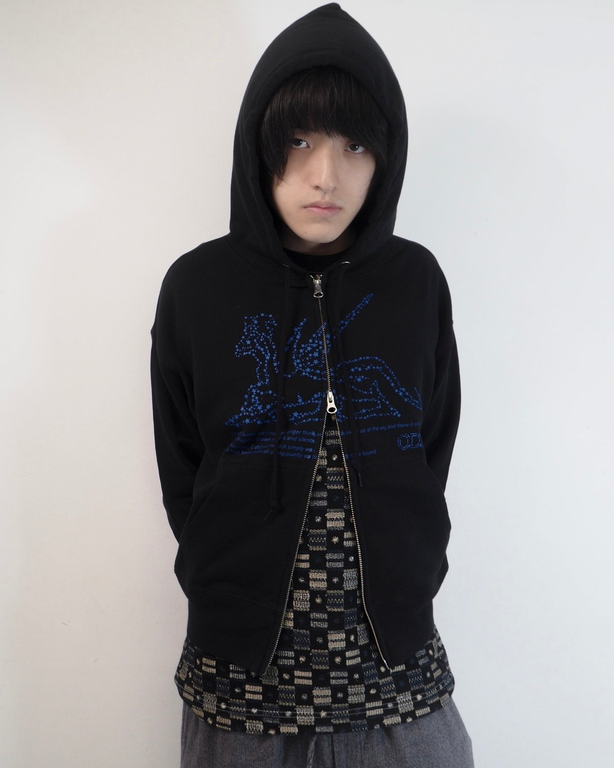 Double Zip Hoodie –  Stardust Dragon (blue)